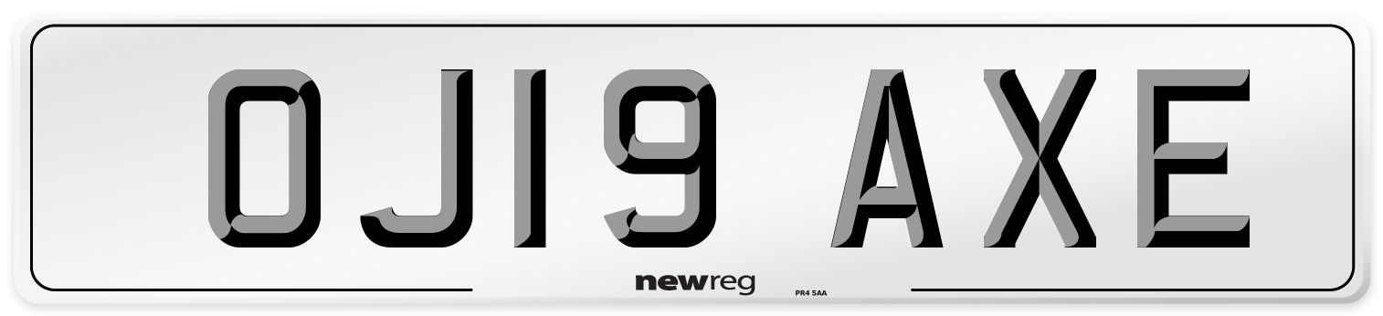 OJ19 AXE Number Plate from New Reg